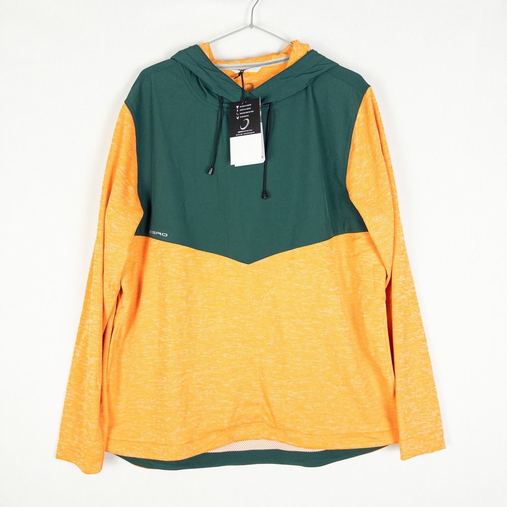 NWT Zero Restriction Color Block Hooded Pullover Mens L Orange Green Gorpcore At
